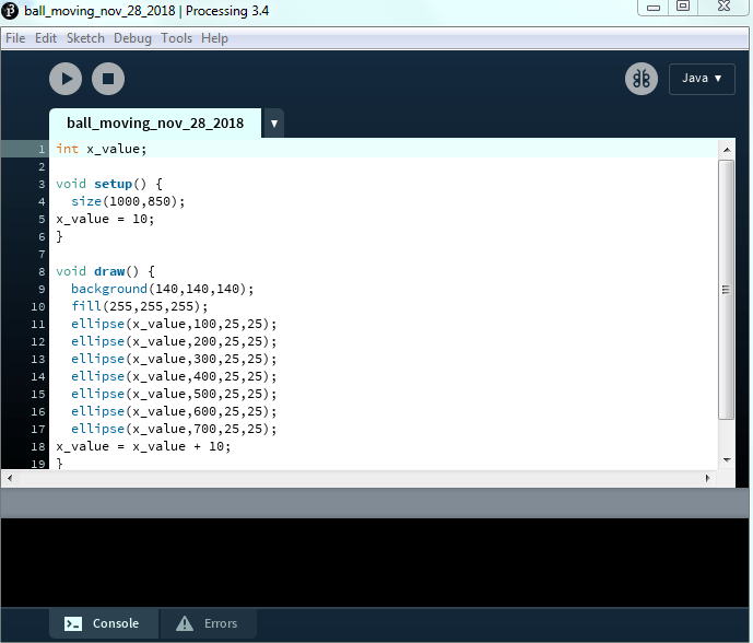 ball moving code snip